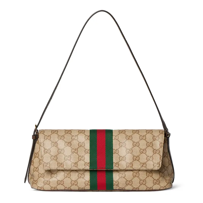 Gucci Madison Medium Women's Coated Canvas Handbag with Logo Print, Sand