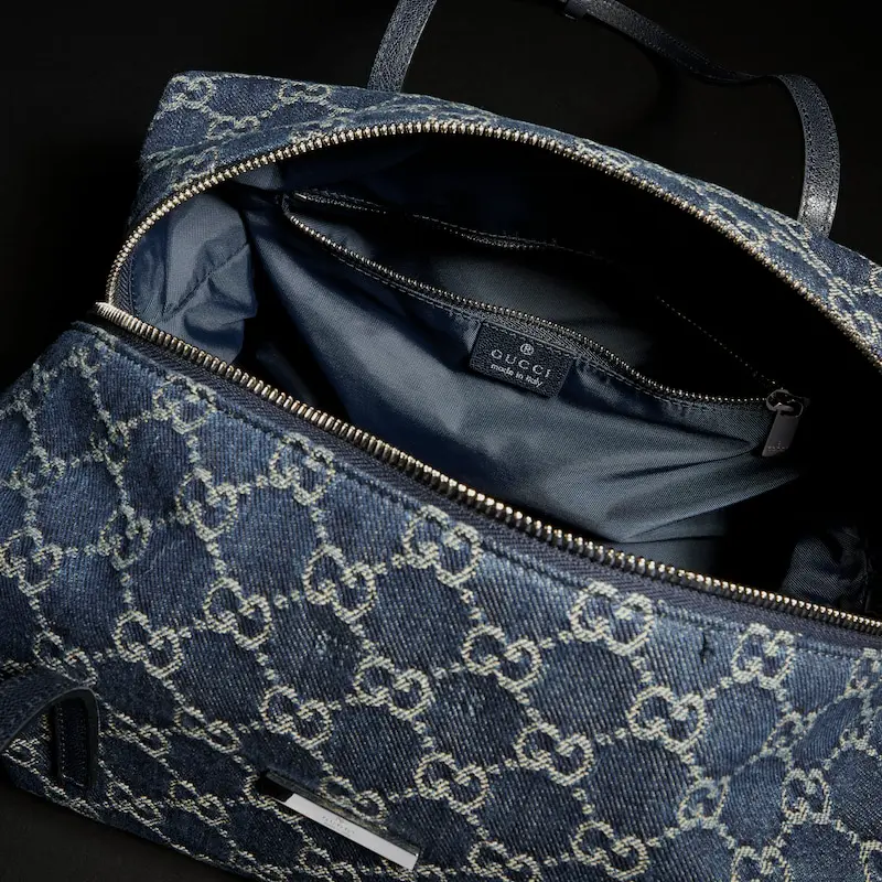 GUCCI Lunetta Gucci Vintage Plaque Logo Denim Crossbody Bag - 图片 3