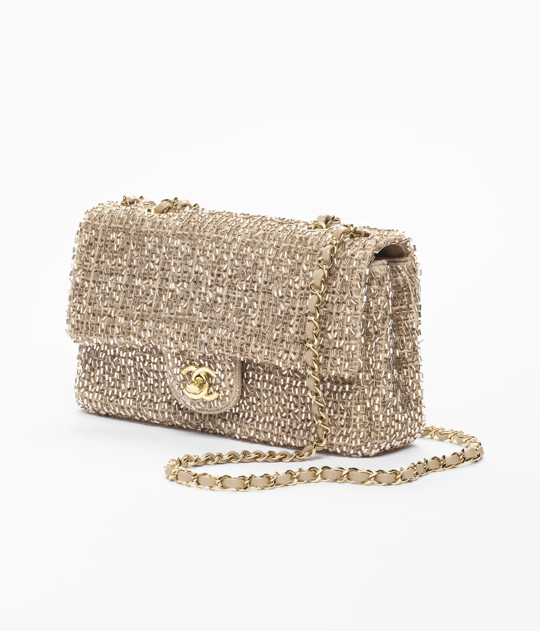 CHANEL 26S, Knitted Fabric with Pearls & Metal Decor