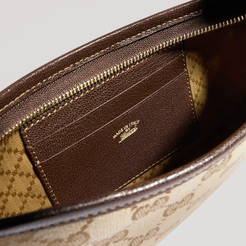 Gucci Small Women's Sand Brown Canvas Shoulder Bag - 图片 3